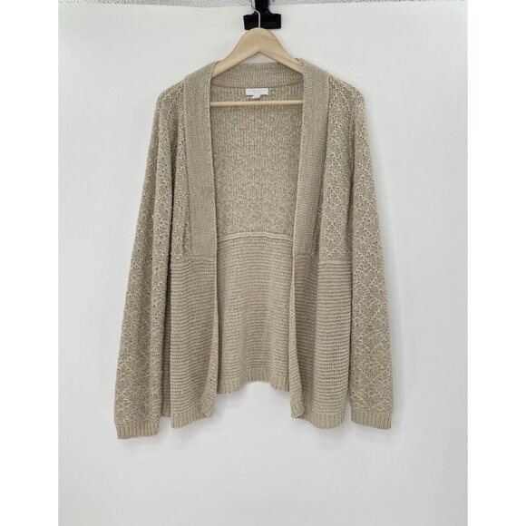 Charter Club Women’s Tan Brown Open Front Knit Cardigan Sweater Petite M - Picture 2 of 11